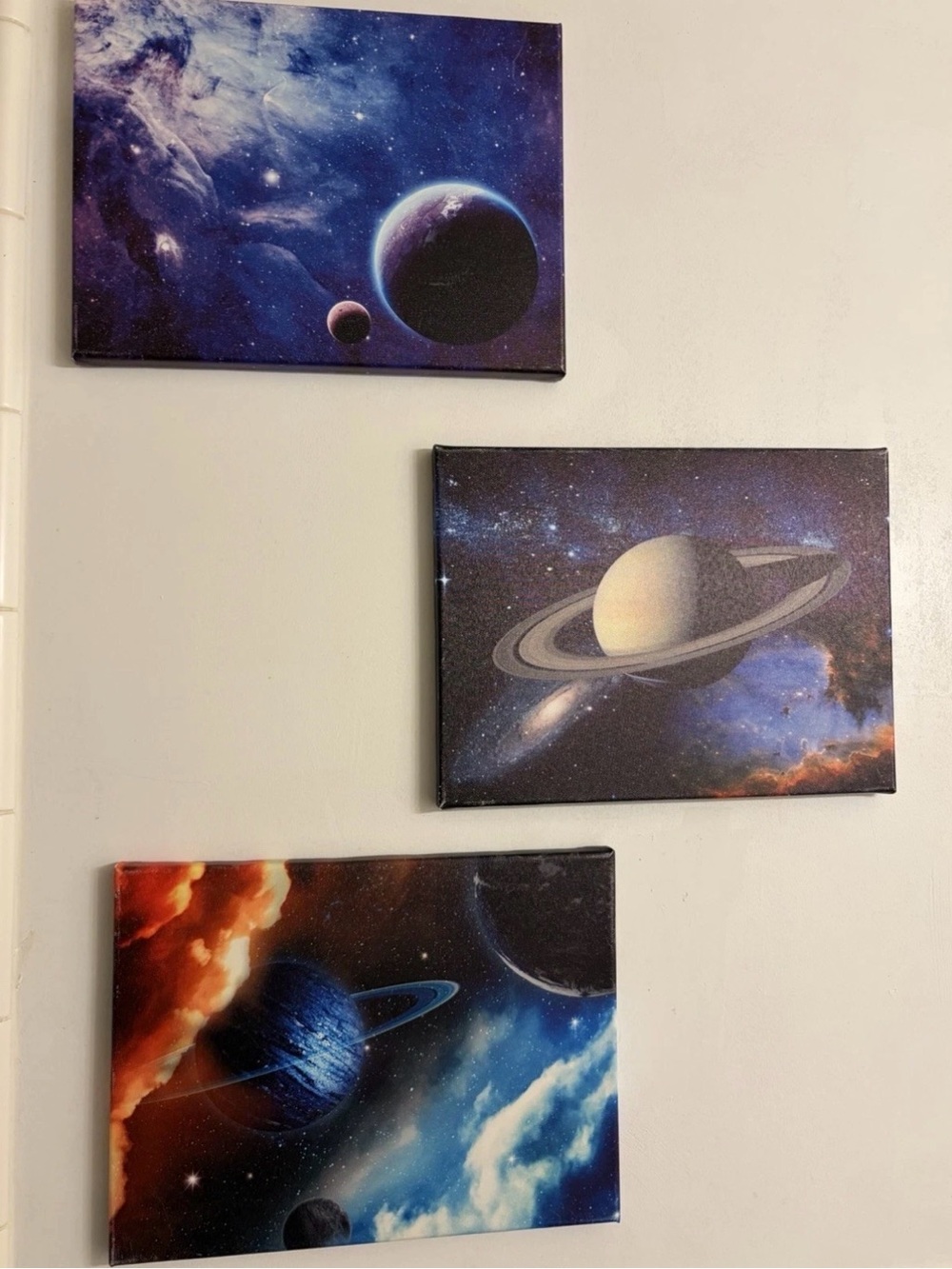 Cosmic Planets Wall Art Canvas Set - Blue & Multicolor